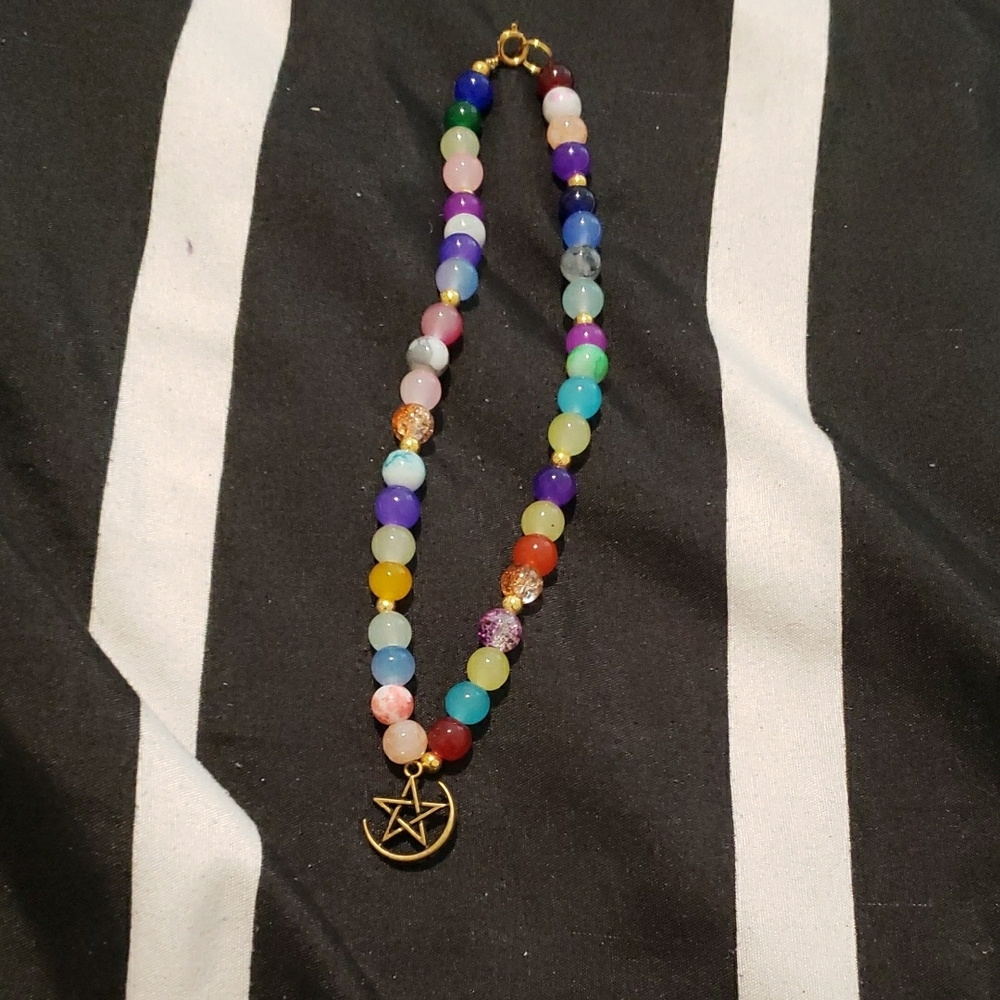 Colorful Beaded Necklace with Star Pendant